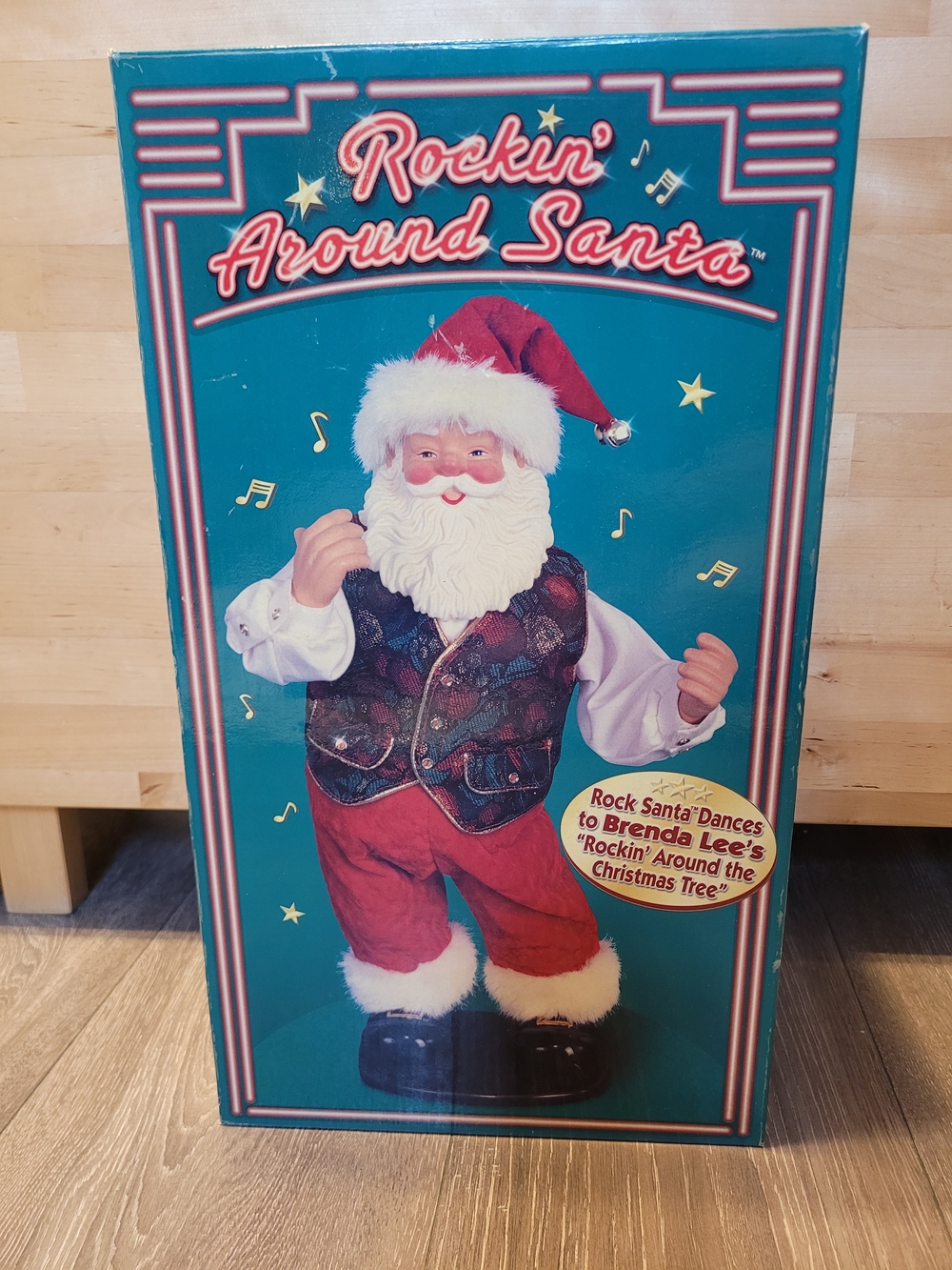 Vintage Rockin' Around Santa Musical Holiday Figure - Red